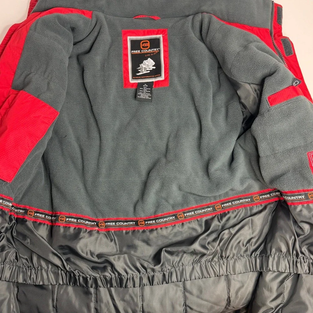 Youth Free Country FCXtreme Red Gray Hooded Winter Ski Jacket Coat Size XL 18-20